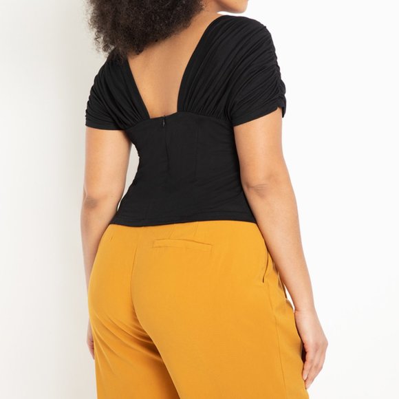 ELOQUII Black Draped Sleeve Top - 22 - Picture 2 of 3